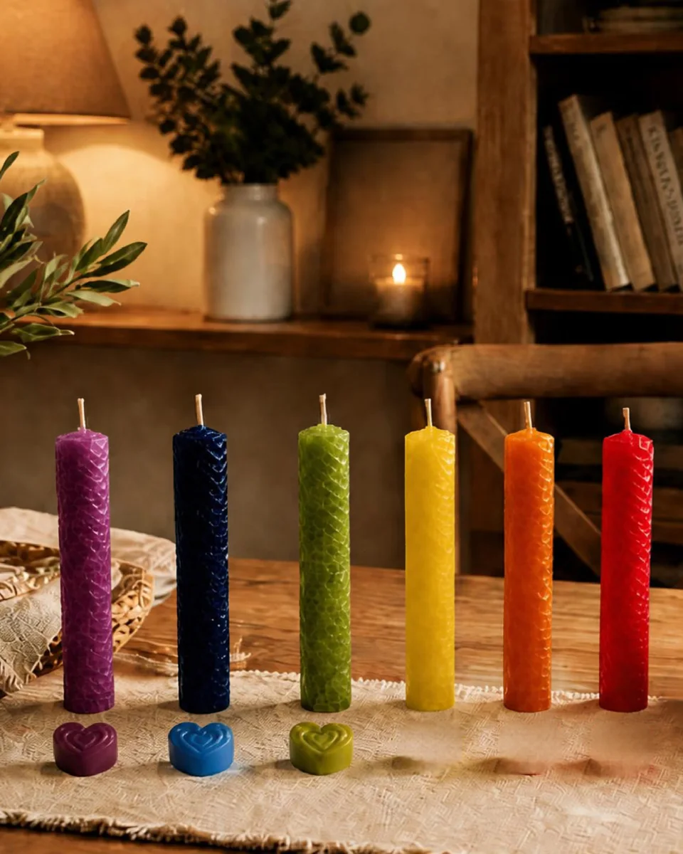 Velas de miel de los colores del arcoíris