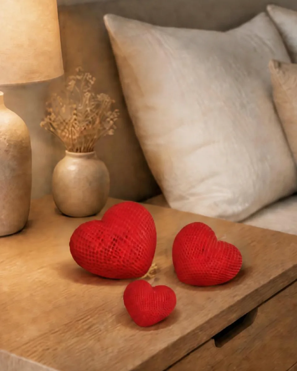 Tres velas con forma de corazón