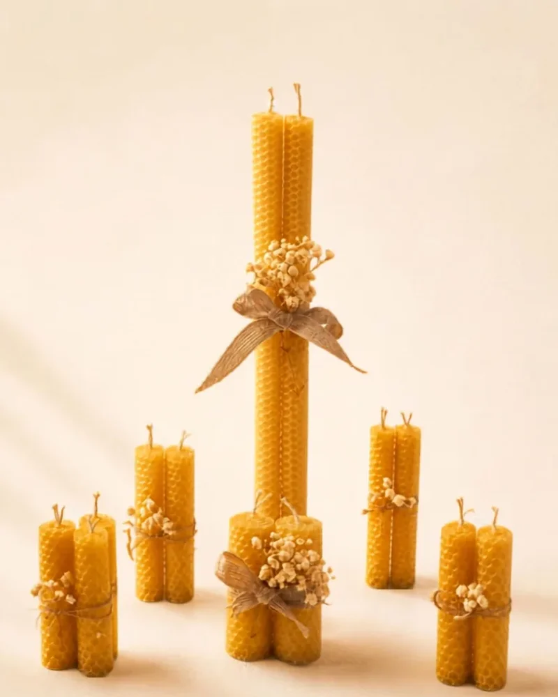 Velas de miel de tres tamaños
